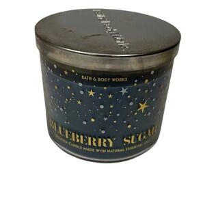 Bath & Body Works Blueberry Sugar 3-Wick Candle 14.5oz Rare Lid Flaw